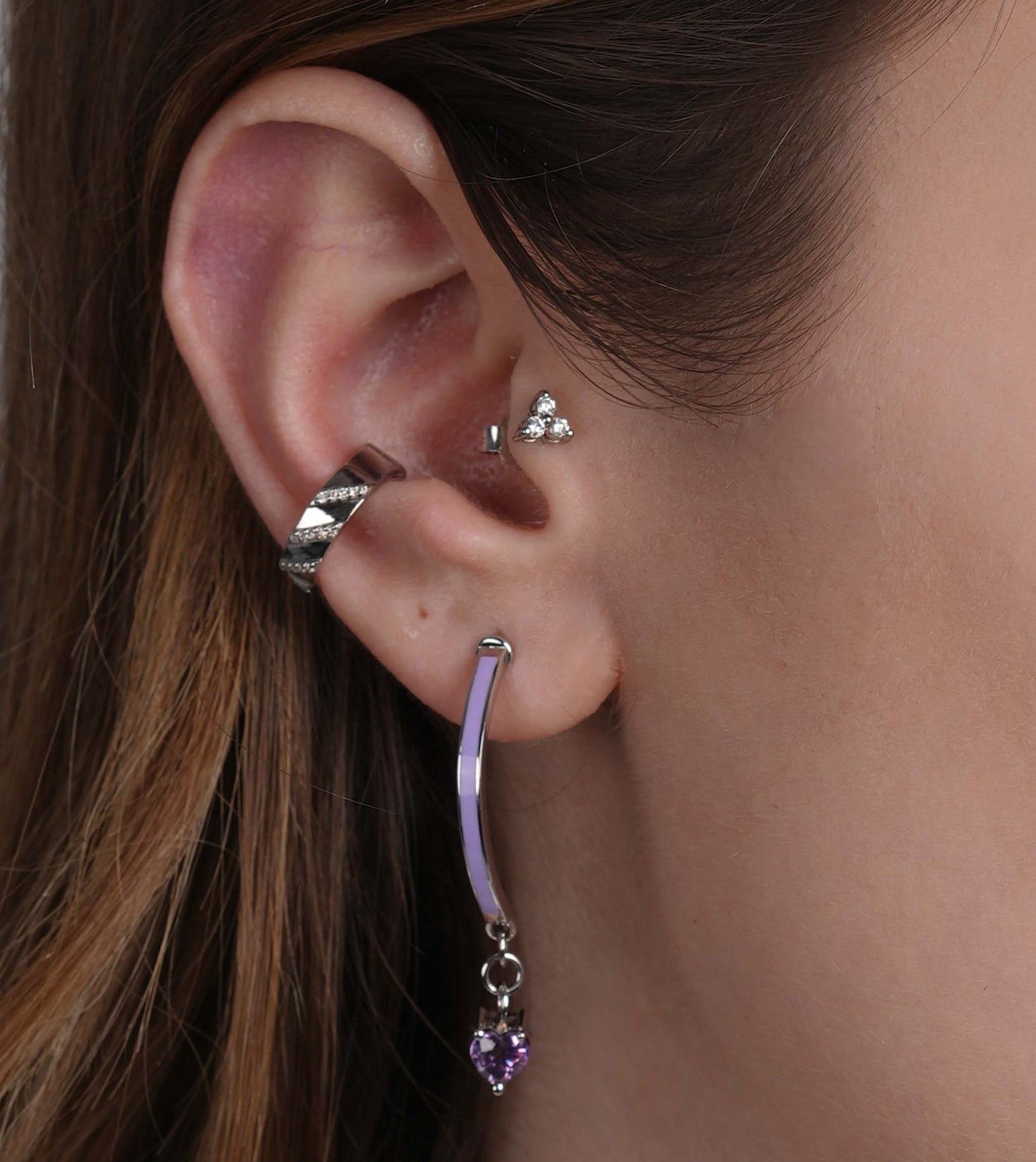 18K Gold Tri Stud Earring