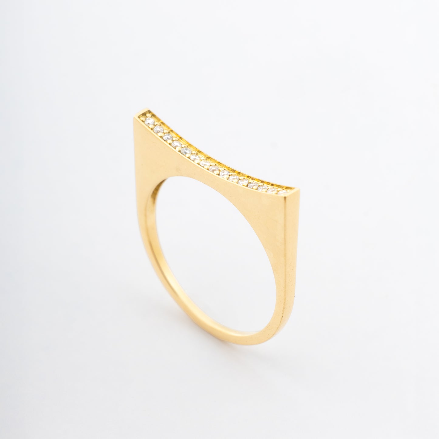18K Gold Diamond Arc Ring