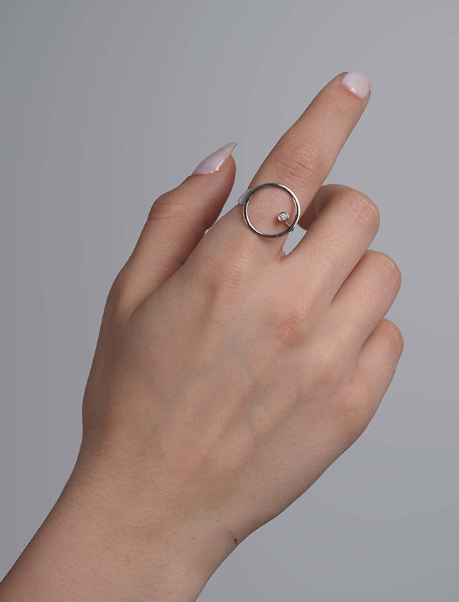 18K Gold Diamond Eclipse Ring