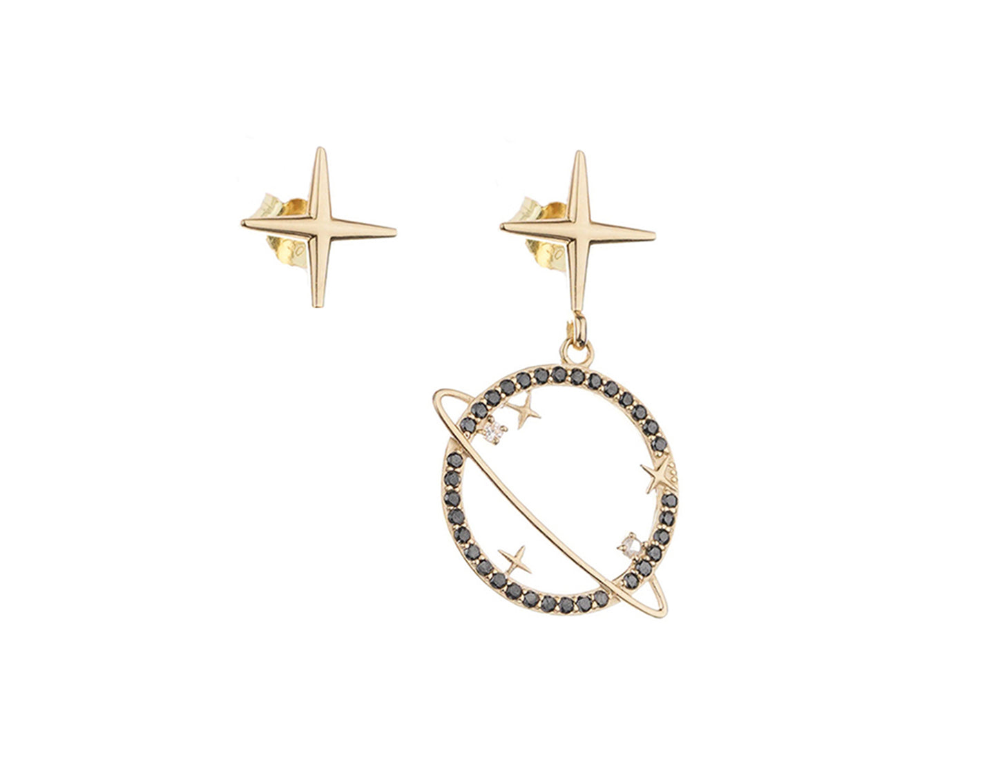 18K Gold Space Earring