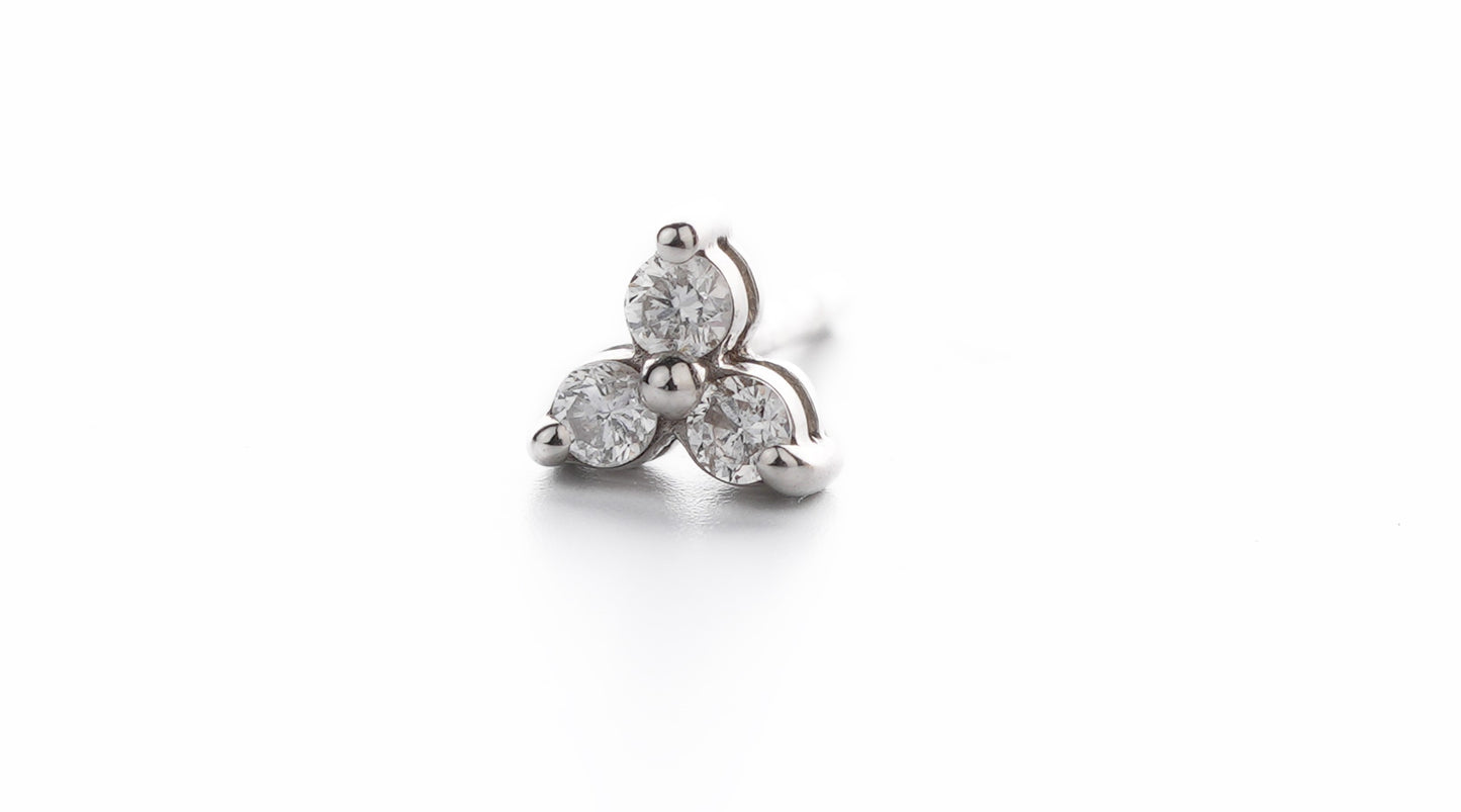 18K Gold Tri Stud Earring